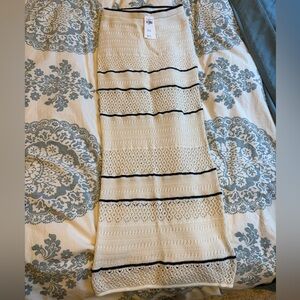 Abercrombie & Fitch Cream Maxi Skirt with Black Stripes